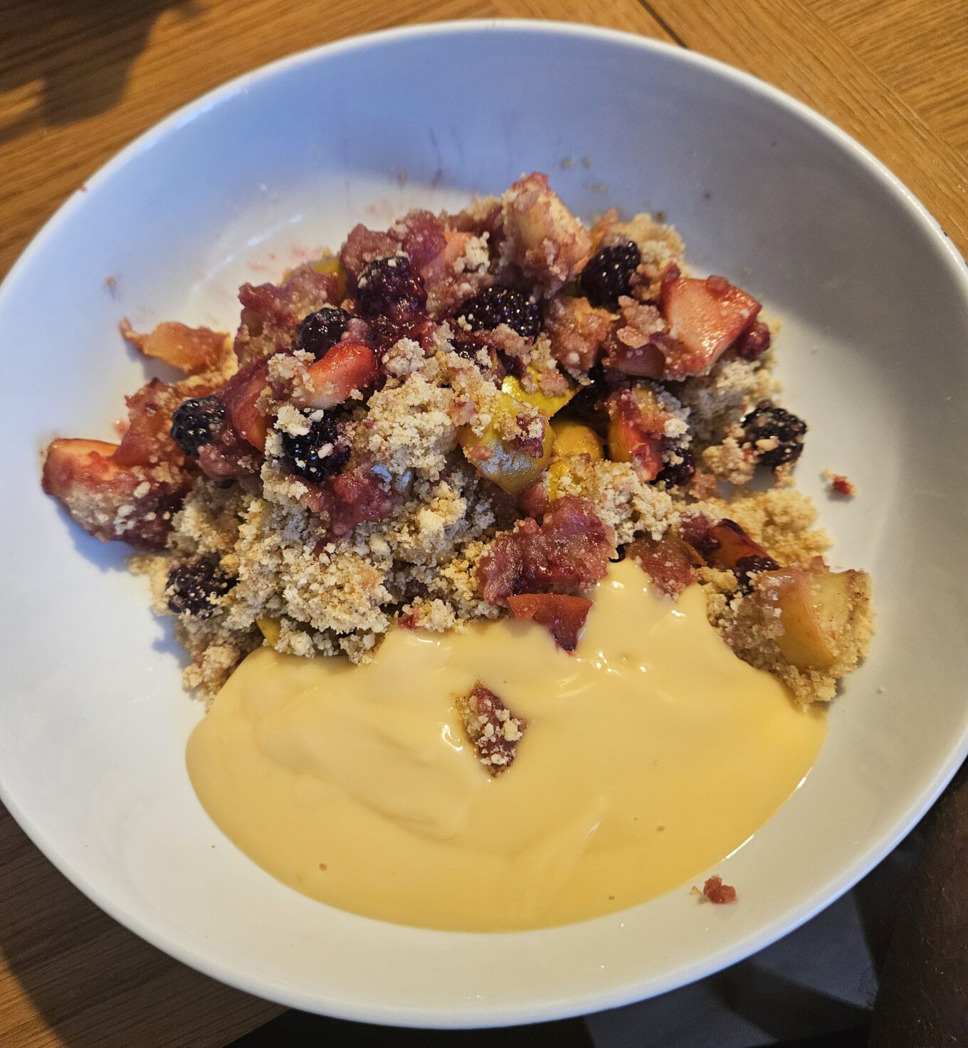 Blackberry & Apple Crumble with Custard